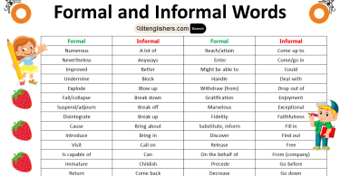 Formal and Informal Words list in English