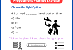 Prepositions MCQ'S with Answers