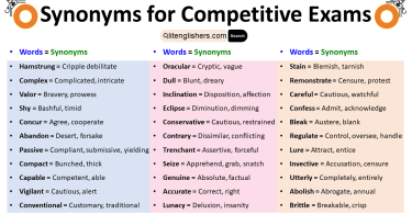 Synonyms for Competitive Exams with PDF