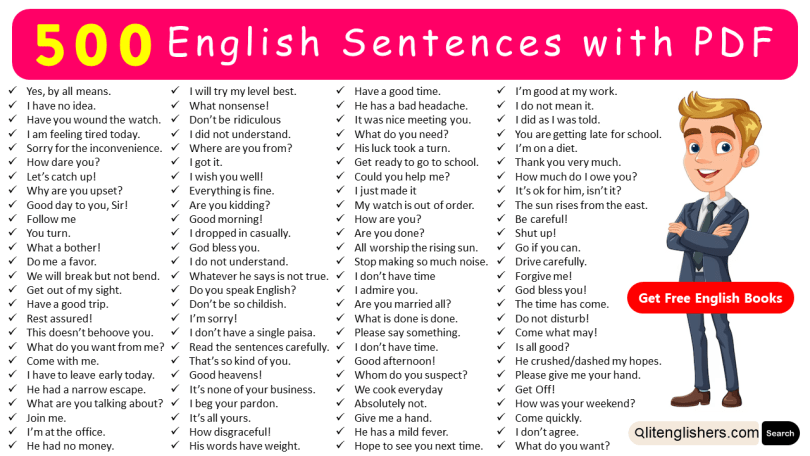 500+ Daily Used English Sentences with PDF Book