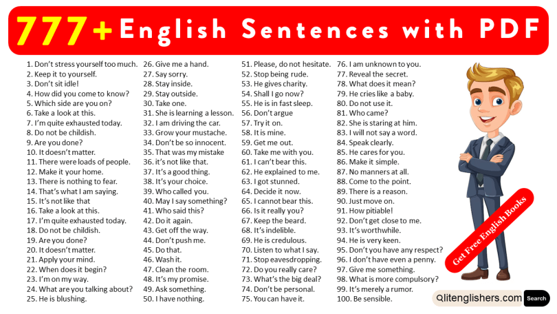 777+ Daily Used Simple Sentences in English with PDF