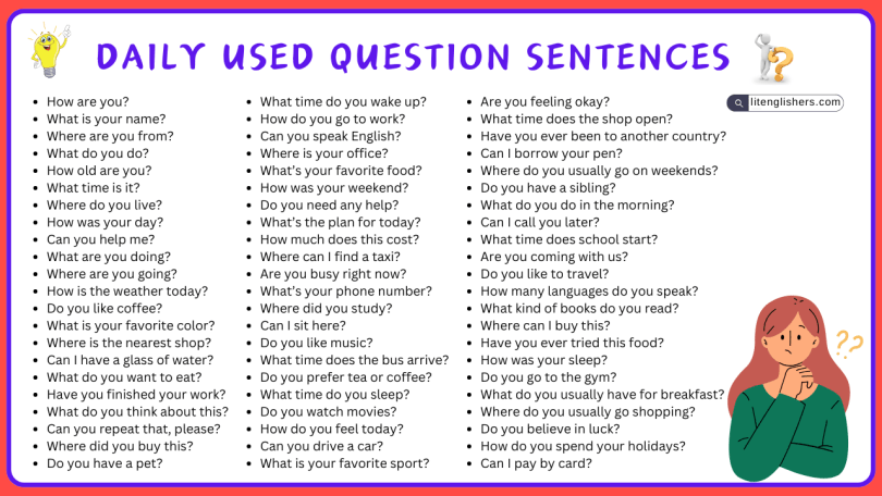 150+ Daily Used Question Sentences