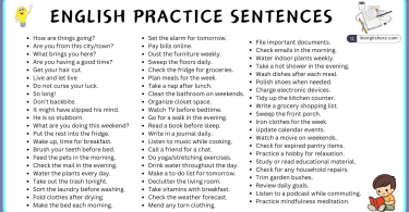 160 English Speaking Practice Sentences