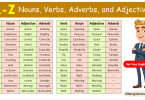 Comparison Words of Noun, Verbs, Adverbs, and Adjectives