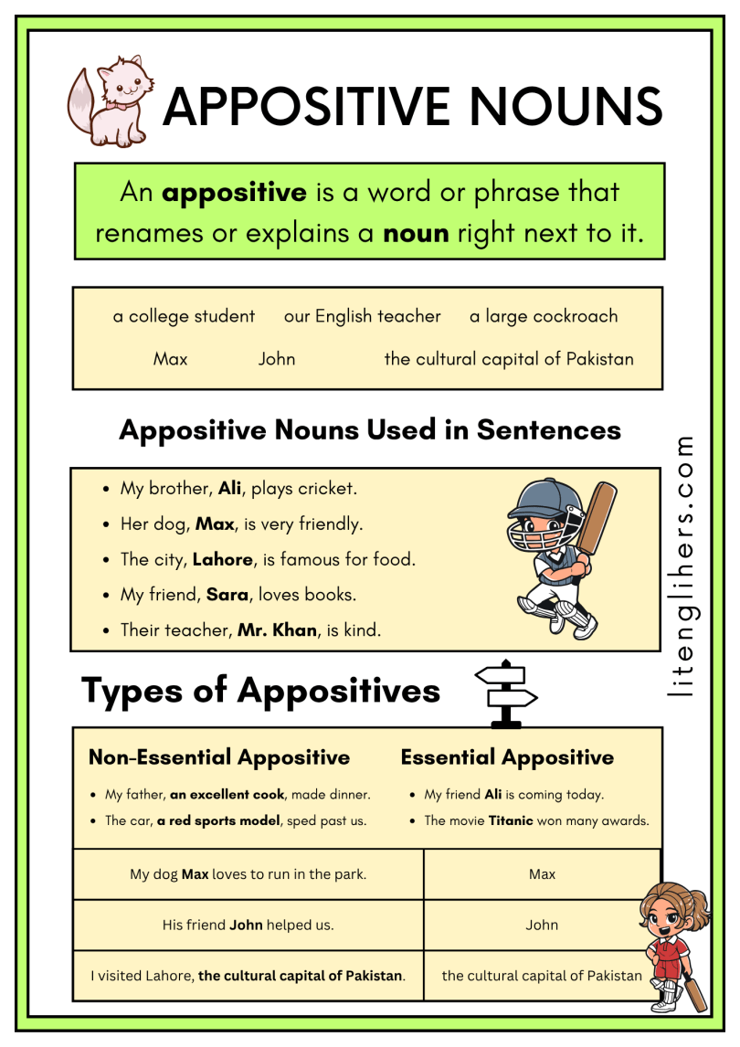 Appositive Nouns Definition, Types, and Examples
