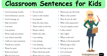 Classroom Sentences for Kids for Daily Use