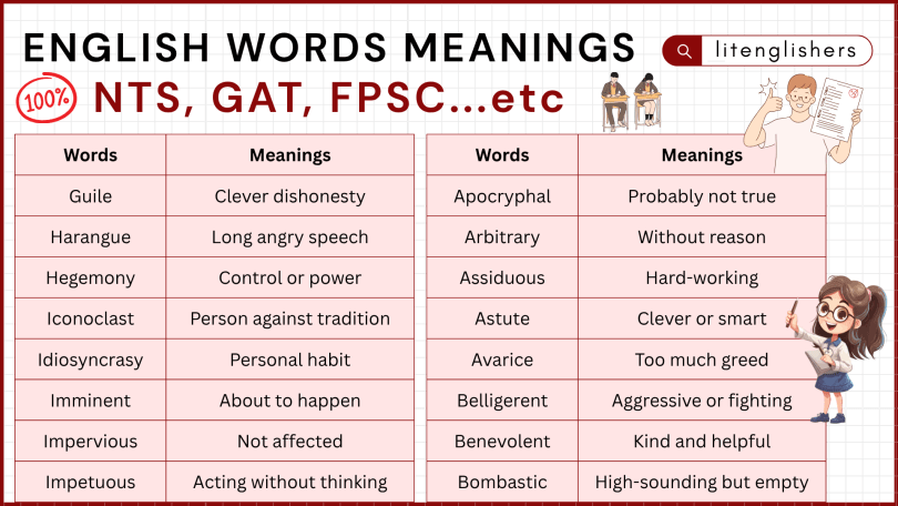 Hardest English Words Meanings for Competitive Exams